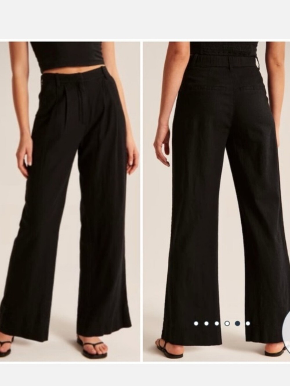 A&F Linen Wide Leg Pleated Trouser Pants Size 10R Black